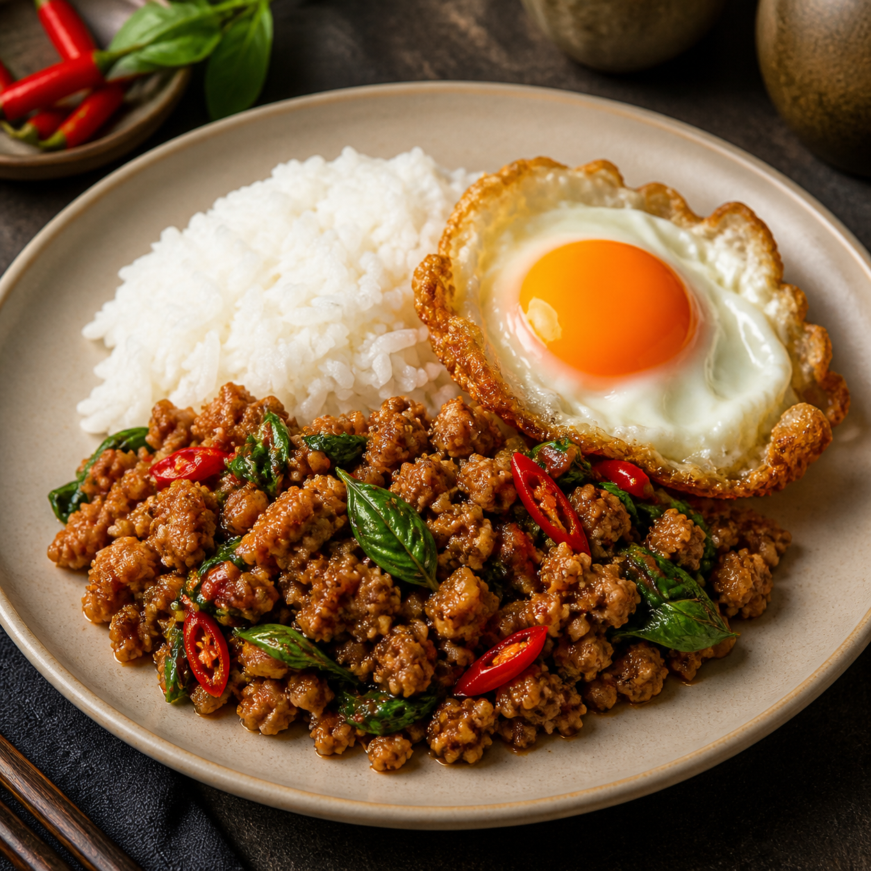 Pad Kra Pao Pork Rice